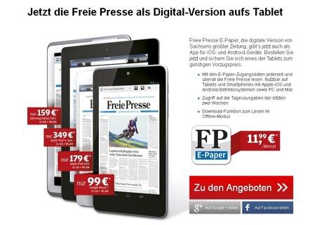 <p>
	Freie Presse E-Paper, die digitale Version von Sachsens größter Zeitung, gibt’s jetzt auch als App für iOS- und Android-Geräte. Bestellen Sie jetzt und sichern Sie sich eines der Tablets zum günstigen Vorzugspreis.</p>
<p>
	<a href="https://www.digitalpaket.de/" target="_blank">https://www.digitalpaket.de/</a></p>
