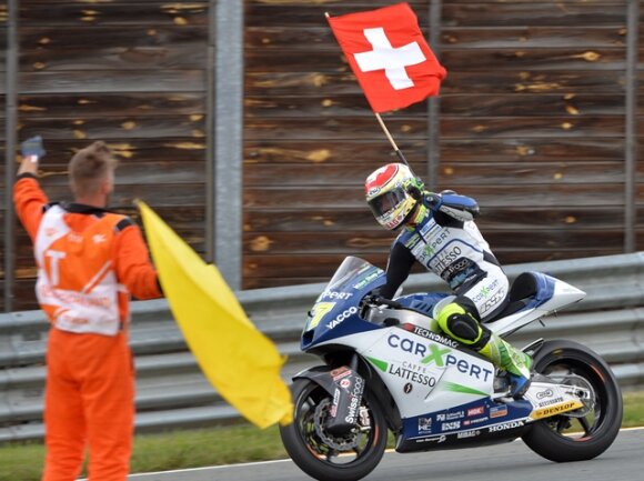 <p>Der Schweizer Dominique Aegerter (Suter) hat beim Großen Preis von Deutschland in der Moto2 gewonnen</p>
