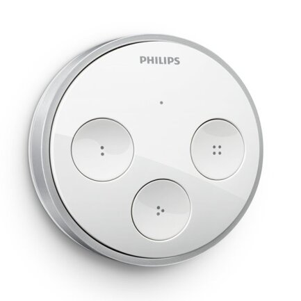<p>
	Philips' Netzwerk-Fernbedienung Hue Tap für smarte LED-Leuchten gewinnt seine benötigte Energie durchs Drücken der Knöpfe.</p>
