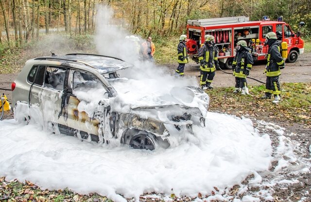 <p>
	Der Fahrer des VW wurde vom Rettungsdienst in ein Krankenhaus gebracht. Zur Brandursache ermittelt die Polizei.</p>
