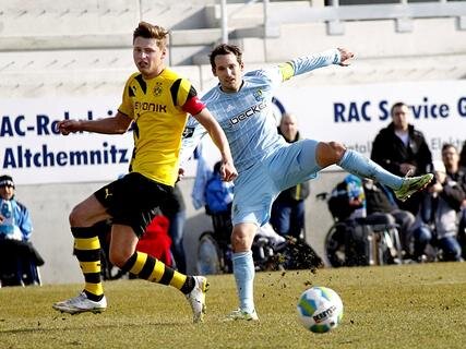 <p>
	Der CFC hat seine Partie gegen Borussia Dortmund II 3:1 gewonnen. Im Bild: Marc Hornschuh und Anton Fink.</p>
