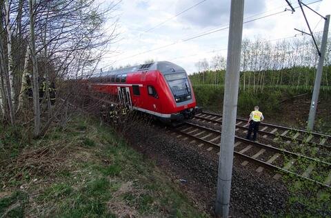 <p>
	Der Unfall ereignete sich in Höhe des Bahnübergangs Frankenstein. Der Zug kam nach 300 Metern in Richtung Chemnitz zum Stehen.</p>
