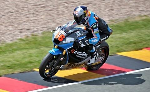 <p>Der deutsche Moto2-Fahrer Florian Alt vom E-Motion IodaRacing Team während des dritten freien Trainings.</p>

