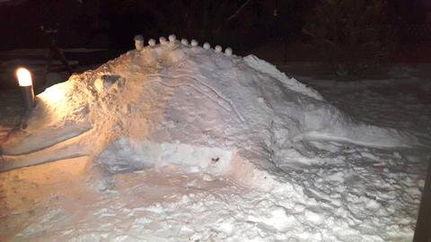 <p>Nein, das ist kein Schneemann, aber schön. Jeanette Nestler aus Chemnitz schickte uns diesen Schnee-Dino.</p>
