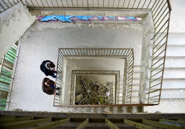<p>Das Treppenhaus bietet ungewöhnliche Perspektiven.</p>
