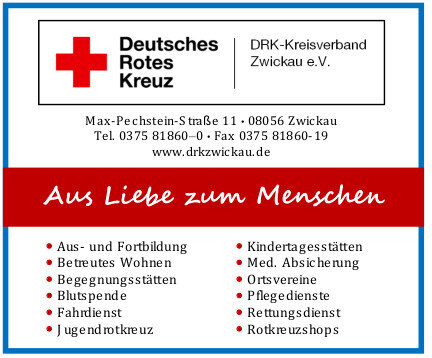 <p><a href="http://www.drkzwickau.de">DRK</a> - Das DRK Zwickau sucht Rettungssanitäter, Erzieher und eine zus. stellv. Kita-Leitung (m/w/d)</p>
