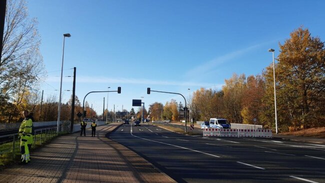 <p>9 Uhr: Auf der Stollberger Straße gibt es kaum noch Verkehr.</p>
