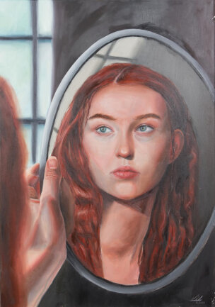 <p>"Mehr als nur ein Spiegelbild" - Ölmalerei von Karolina Lilova (16) aus Marktredwitz</p>
