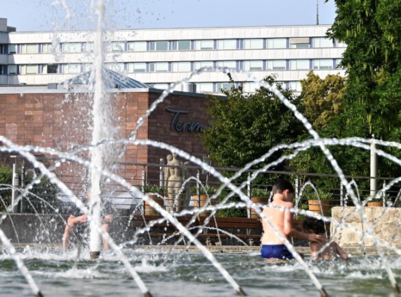 <p>Der Brunnen im Stadthallenpark in Chemnitz.</p>
