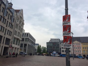 1. Mai - So lief der große Demo-Tag in der Region - Storch-Heinar-Plakate auf dem Markt als "Begrüßung" für Beatrix von Storch, die am Mittwoch bei der AfD-Kundgebung auftreten will.