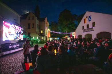 Knapp 300 Leute erlebten im Oberlungwitzer Rathaushof zum Fußball-EM-Auftakt einen stimmungsvollen Abend mit viel Fußball.