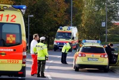 Die Wolgograder Allee in Chemnitz war nach dem Unfall vorübergehend voll gesperrt