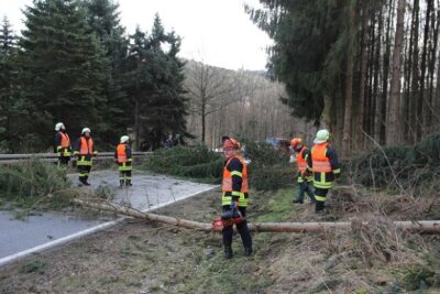 15 Einsätze wegen Sturmtief "Wilfried" - Feuerwehreinsatz im Augustusburger Ortsteil Erdmannsdorf.