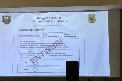 Der Stimmzettel zur Eingemeindung von Taura nach Burgstädt. Die Linke meldet sich zum Bürgerentscheid zu Wort.