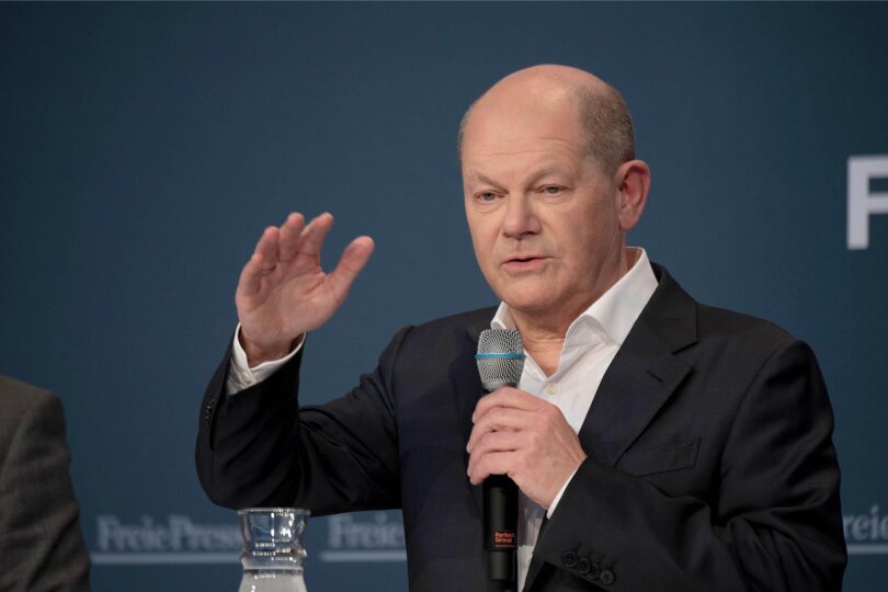 Bundeskanzler Olaf Scholz stand im Veranstaltungszentrum „Kraftverkehr“ den Fragen von „Freie Presse“-Chefredakteur Torsten Kleditzsch Rede und Antwort.