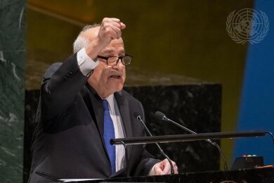 Der palästinensische Botschafter Riad Mansur bei der Vollversammlung der Vereinten Nationen in New York.