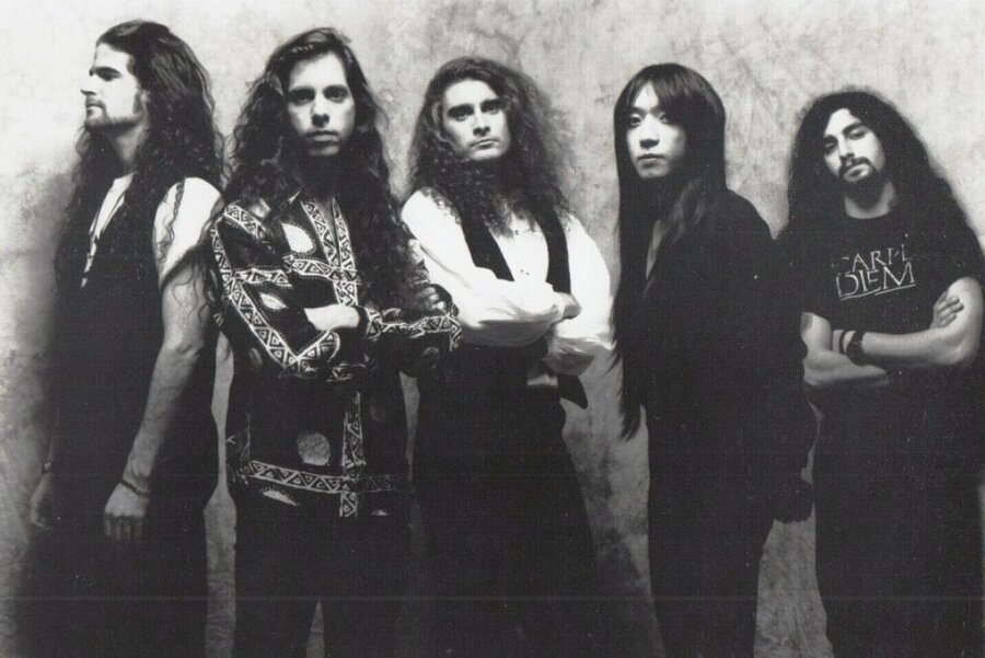 Keyboarder Kevin Moore, Gitarrist John Petrucci, Sänger James LaBrie, Bassist John Myung und Schlagzeuger Mike Portnoy (von links) bildeten 1992 die legendäre Mark-II-Besetzung von Dream Theater. 