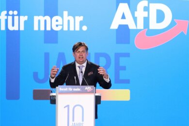Maximilian Krah hält eine Rede zur Vorstellung als Spitzenkandidat für die Europawahl auf dem AfD-Bundesparteitag in Magdeburg. Foto: dts/Imago