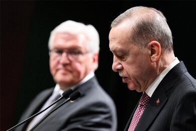 Eng verbunden und doch weit entfernt: die Präsidenten Frank-Walter Steinmeier (links) und Recep Tayyip Erdogan.