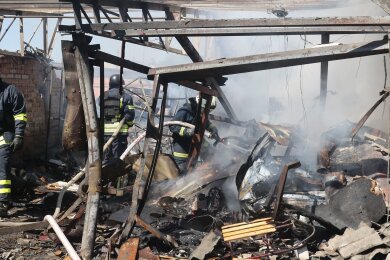 Zerstörungen in Charkiw nach einem russischen Bombenangriff.