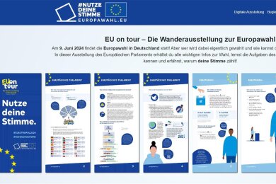 Im Internet wird unter www.eu-on-tour.eu über die Wanderausstellung informiert.