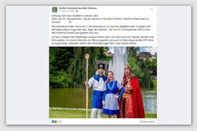 Die Stadt Aue-Bad Schlema hat auf ihrer Facebookseite jetzt gleich doppelt daraufhin gewiesen, dass am Wochenende kein Stadtfest stattfindet.
