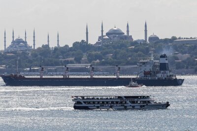 Getreidefrachter im Bosporus: Inzwischen sind wieder mehrere Schiffe mit Getreide aus der Ukraine im Schwarzen Meer unterwegs. 