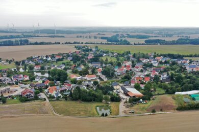 Der Crimmitschauer Ortsteil Mannichswalde aus der Vogelperspektive.