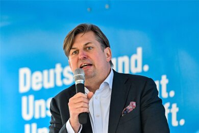 AfD-Spitzenkandidat Maximilian Krah bei einer Wahlkampfveranstaltung im Kaufbeuren (Bayern) vor wenigen Tagen.
