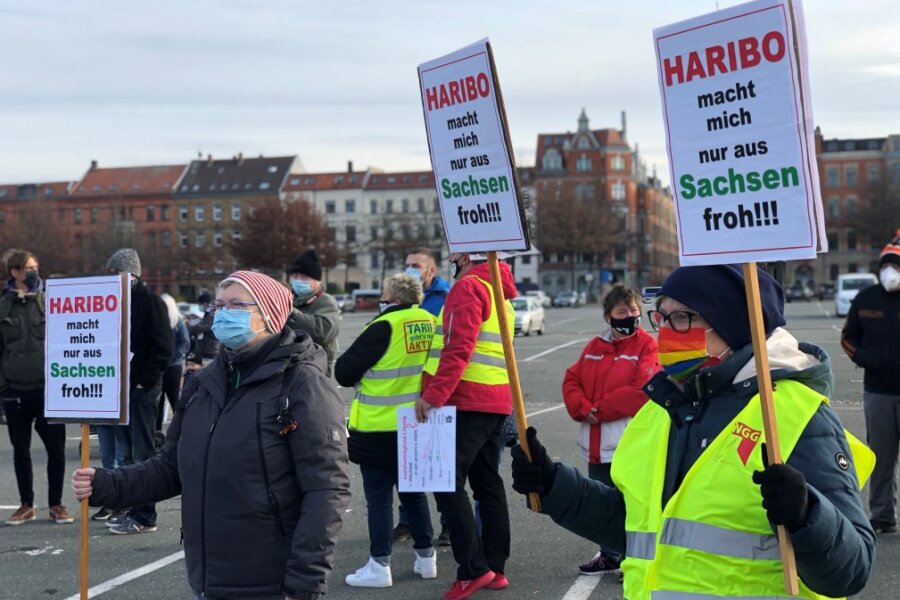 600 Menschen demonstrieren in Zwickau für Erhalt des Haribo-Werkes - 