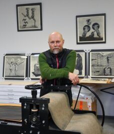 Jürgen Höritzsch in seinem Atelier im Wirkbau an der Annaberger Straße. 