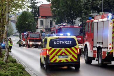 Feuerwehren aus Meerane, Ponitz, Schönberg und Pfaffroda waren nach dem Blitzeinschlag im Einsatz.