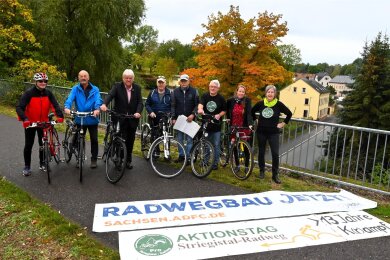 In Hainichen hatte sich der Fahrrad-Club an mehreren Stellen zuletzt für Radwege-Neubau eingesetzt. Nun wird hier zwischen Gersdorf und Falkenbau gebaut.