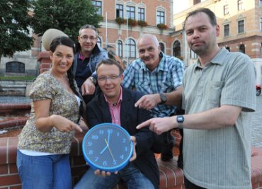 Sie wollen die Einkaufswende in der Innenstadt schaffen (v. l.): Die Vorstandsmitglieder vom Stollberger Gewerbeverein Sina Altmann, Vorsitzender Jörg Loos, Olaf Ludwig, Marko Straßburger und Mario Richter.