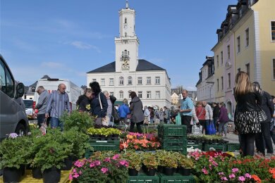 Beim Blumen- und Pflanzenmarkt in Schneeberg im vergangenen Jahr haben zahlreiche Händler für eine breite und bunte Vielfalt gesorgt.