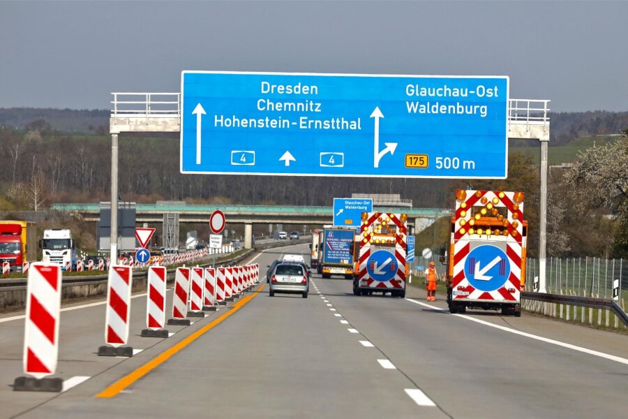 A 4: Abfahrt Glauchau-Ost ist in Richtung Chemnitz am Mittwoch dicht - Die Abfahrt Glauchau-Ost ist am Mittwoch in Richtung Chemnitz neun Stunden lang gesperrt.