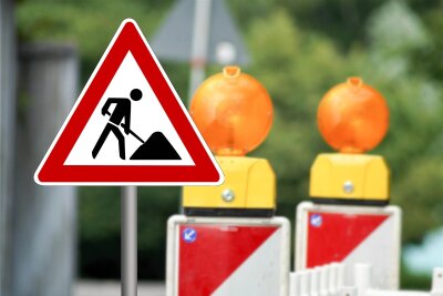 Ab Montag kein Durchkommen auf viel befahrenen Straßen in Burgstädt - Ein Baustellenschild dient als Symbolbild für Bauarbeiten in Burgstädt.