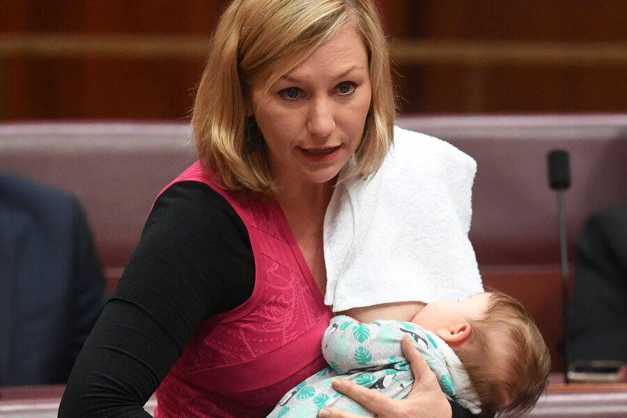 Abgeordnete stillt Baby während einer Rede - Stillen im Parlament: Während die australische Politikerin Larissa Waters von vielen Usern im Netz Zuspruch für ihren offenen Umgang mit ihrem Kind bekommt, werfen ihr andere den Showeffekt vor.