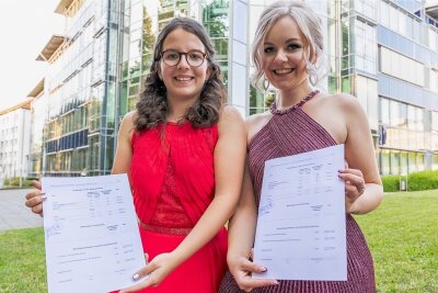 Abiturientinnen glänzen im Doppelpack - Sofia Voigt (links) aus Stützengrün und Licinia Pinkert aus Stangengrün haben die Allgemeine Hochschulreife mit der Note 1 bestanden. 