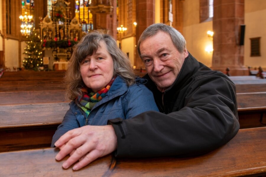 Abschied nach 28 Jahren Gemeindearbeit - Der Mittweidaer Gemeindepädagoge Matthias Bitterlich mit seiner Frau Gabi in der Mittweidaer Kirche. Der Gemeindepädagoge geht bald in den Ruhestand. 