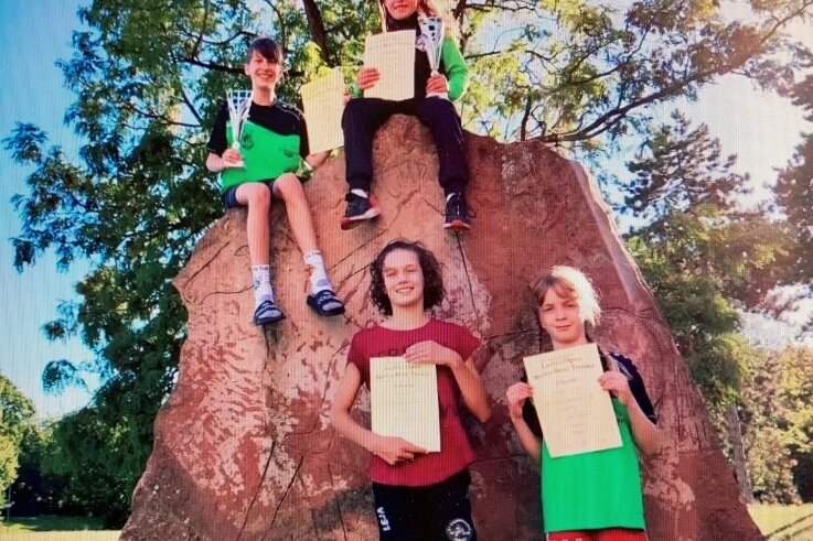 Achtjährige mit Silber - Die Ringerinnen vom RV Thalheim sammelten beim Ladies-Cup wertvolle Erfahrungen. Charlotte Drechsel (oben Mitte) gelang Silber. 
