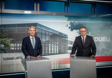 AfD vs. CDU: So lief das TV-Duell zwischen Höcke und Voigt ab - Während des Fernsehduells auf Welt TV: Björn Höcke (AfD, links) und Mario Voigt (CDU, rechts) diskutierten intensiv über aktuelle politische Themen.
