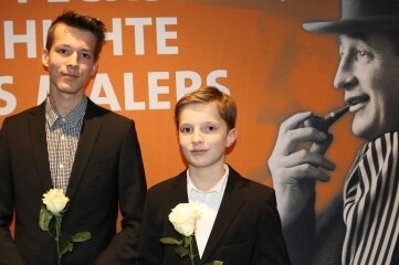 Die Brüder Luis und Sem Faißt bei der Premiere des Filmes "Max Pechstein". Der Film wurde maßgeblich von Alexander Pechstein initiiert. 