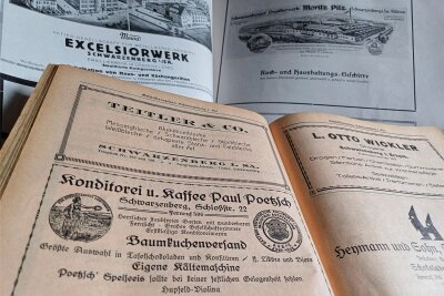 Als Werbung noch Reklame hieß: Vortrag zeigt, wie im Erzgebirge die Werbetrommel gerührt wurde - Werbung von Schwarzenberger Unternehmern und Geschäftsleuten in Adressbüchern und Broschüren der 1920er-Jahre.