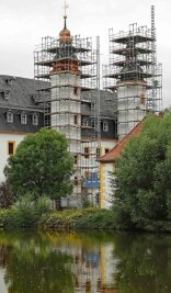 Am Südturm des Schlosses fallen die Gerüste - Das Landwirtschaftsmuseum Schloss Blankenhain bleibt ein Baustelle, ist aber geöffnet. 