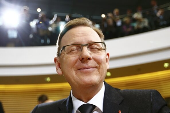 Am Ziel - Geschafft: Bodo Ramelow ist Ministerpräsident.