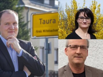 Amtsinhaber in Taura bekommt doppelte Konkurrenz - Robert Haslinger - Amtsinhaber und CDU-Kandidat, Anja Beck-Großöhme - WFFK-Kandidatin und Dirk Richter - WVK-Kandidat (rechts unten)