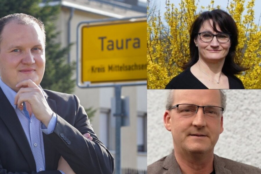 Amtsinhaber in Taura bekommt doppelte Konkurrenz - Robert Haslinger - Amtsinhaber und CDU-Kandidat, Anja Beck-Großöhme - WFFK-Kandidatin und Dirk Richter - WVK-Kandidat (rechts unten)