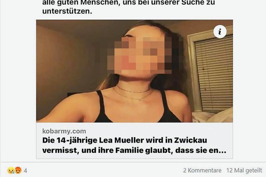 Angeblich vermisstes Mädchen aus Zwickau: Wie Hilfsbereite in der Abzock-Falle landen - Dieser Fake-Post kursiert auf Facebook. Dabei handelt es sich aber um den Versuch, persönliche Daten abzugreifen. 