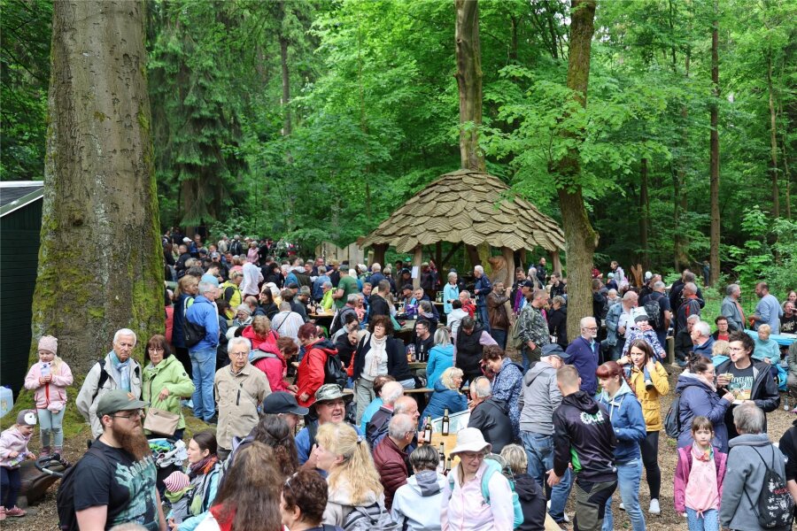 Ansturm am „Tisch′l“ im Erzgebirge: Fest lockt Besucher in Scharen in den Wald - Riesiger Andrang herrschte am am Sonntag am steinernen Tisch′l.